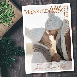 Retro Brown Calligraphy Married Little Christmas Julkort