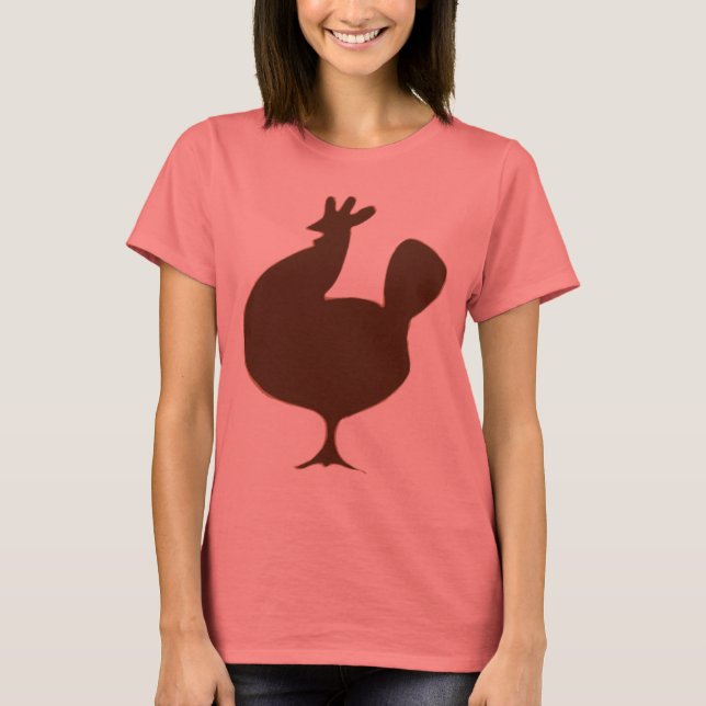 Retro Brown Chicken Tee Shirt (Framsida)