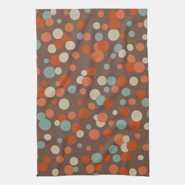 Retro Brown Dots Kitchen Towel Kökshandduk (Vertikal)