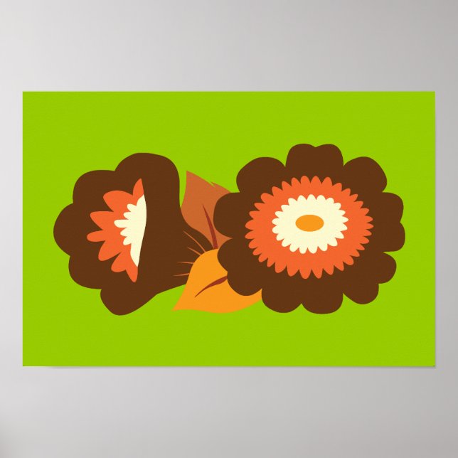 Retro Brown Flowers Poster (Framsidan)