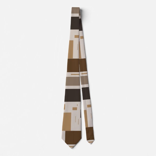 Retro Brown Geometric Mönster Manar Neck Tie Slips (Framsida)