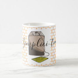 Retro Brown Grönt Tea Bag på Orange Bricks Kaffemugg