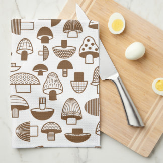 Retro Brown Mushroom Mönster Kökshandduk