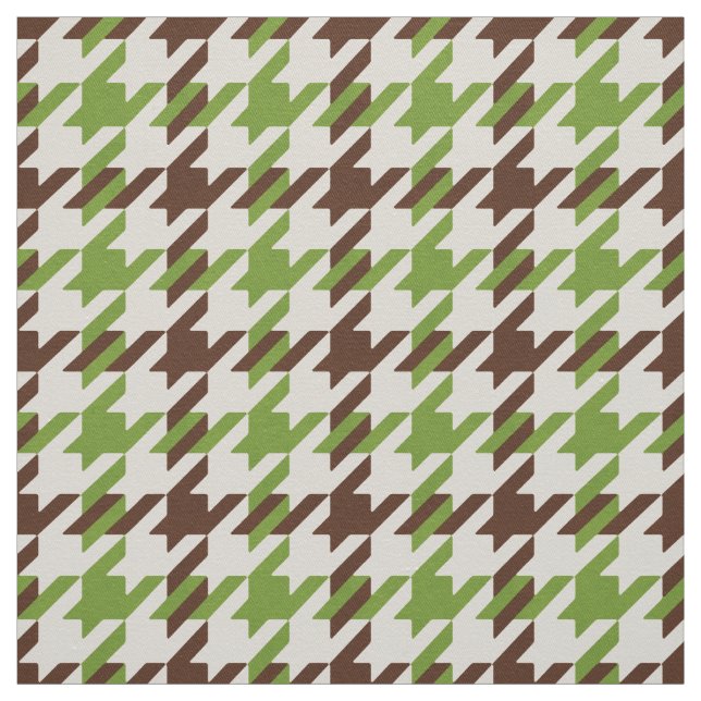 Retro Brown och grönt Houndstooth plaid mönster Tyg (Provkarta)