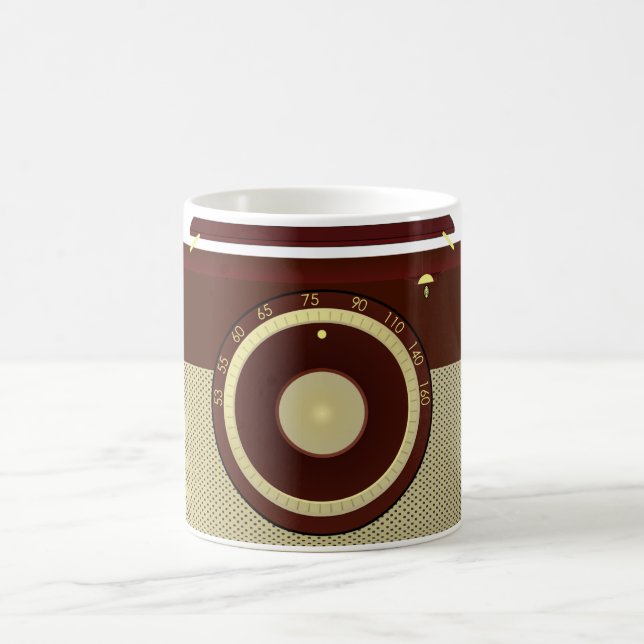 Retro Brown och Guld Antique Radio Kaffemugg (Center)