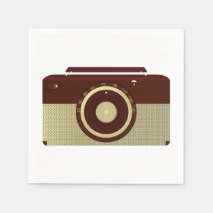 Retro Brown och Guld Antique Radio Pappersservett