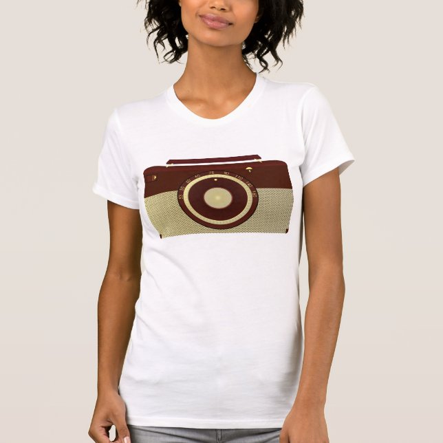 Retro Brown och Guld Antique Radio T Shirt (Framsida)