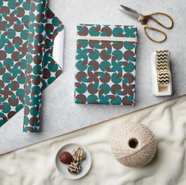 Retro Brown & Teal-Snäckor, Löv och blommor Presentpapper