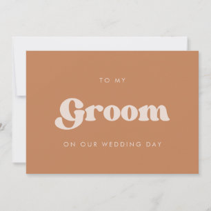 Retro Brown To my Groom på vårt bröllopsdag-kort