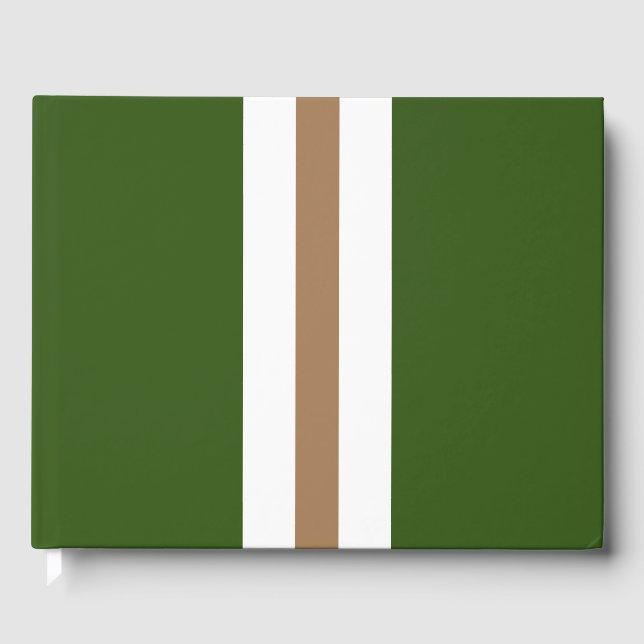 Retro Brown White Lodrät Rand på Forest Grönt Gästböcker (Framsida)