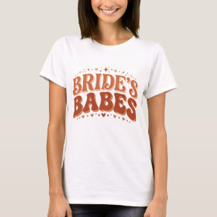Retro Brudens Tjejer Terrakotta Möhippa T Shirt