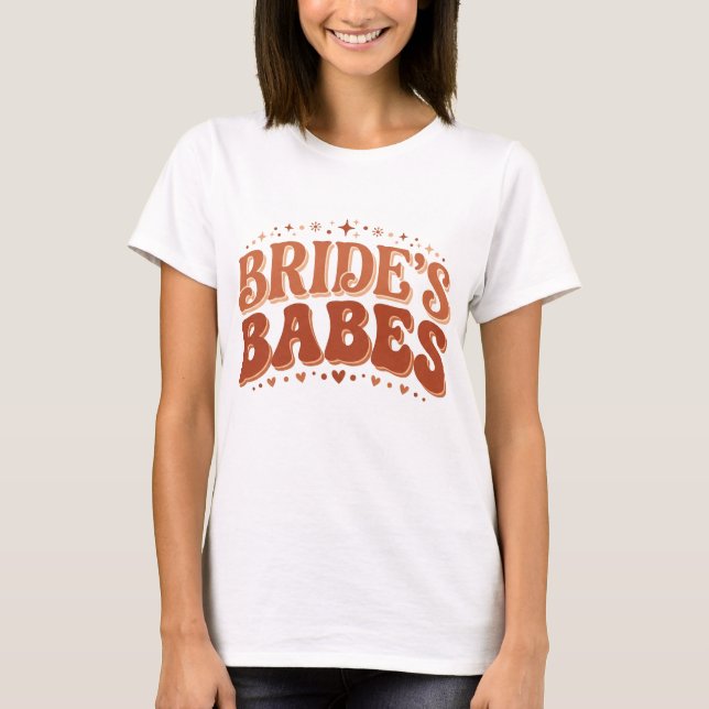 Retro Brudens Tjejer Terrakotta Möhippa T Shirt (Framsida)