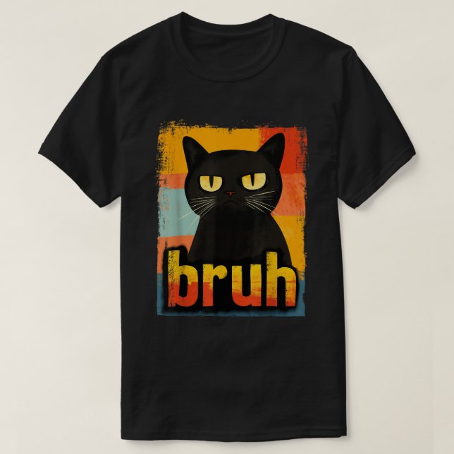 Retro Bruh Cat Funny Meme Design T Shirt (Design framsida)