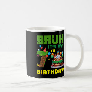 Retro Bruh Det är min 7-års födelsedag Pixel Cake  Kaffemugg