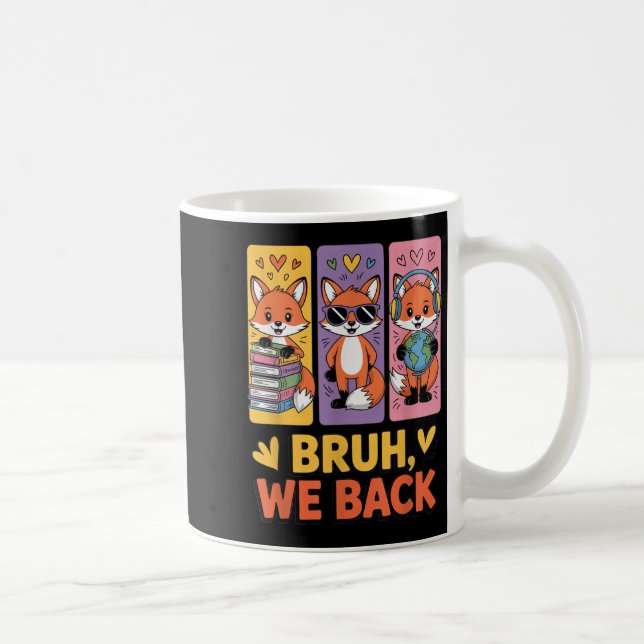 Retro Bruh We Back Funny Fox Back To School For Te Kaffemugg (Höger)