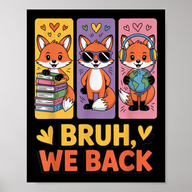 Retro Bruh We Back Funny Fox Back To School For Te Poster (Framsidan)
