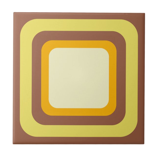 Retro Brun Gul Orange Beige Kakelplatta (Framsidan)