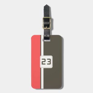 Retro Brun Röd Racing Vertikala Ränder Bagagebricka