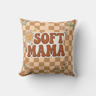 Retro Brun Rutig Mjuk Mamma Bakgrund PNG - B Kudde