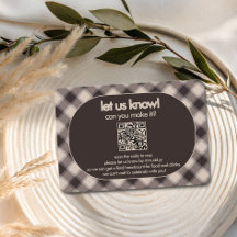 Retro Brun Rutig QR-kod för Bröllop