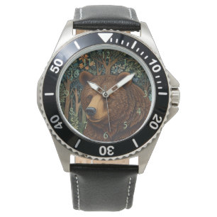 Retro brunbjörnsboho woodlandskonst armbandsur