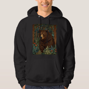 Retro brunbjörnsverk, boho woodland hoodie