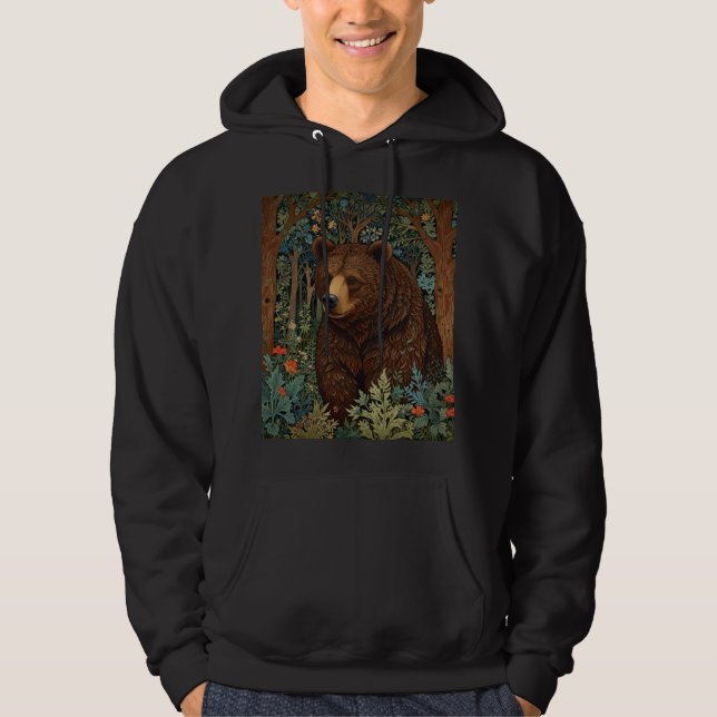 Retro brunbjörnsverk, boho woodland hoodie (Framsida)