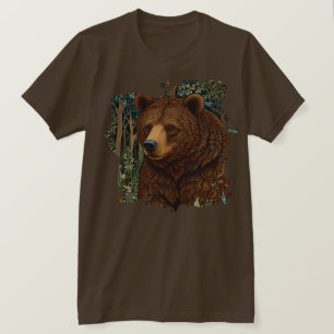 Retro brunbjörnsverk, boho woodland t shirt