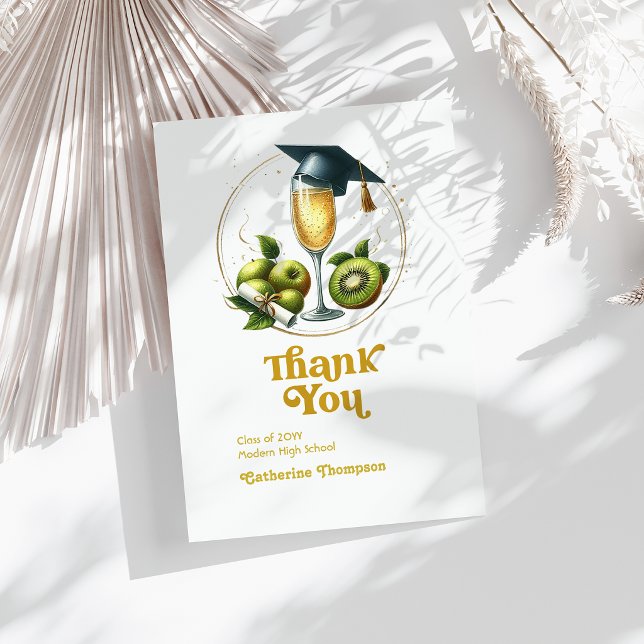 Retro Brunch Examenfoto Tack Kort (Retro Brunch Graduation Photo Thank You Card)