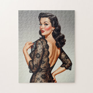 Retro brunett pin-up tjej 50-tals glamour stil pussel