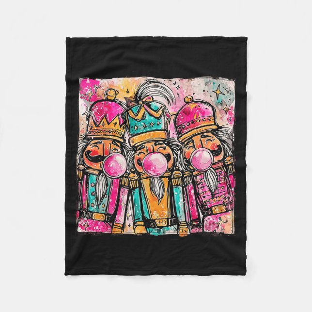 Retro Brushstroke Nutcracker Blowing Bubble Gum Ch Fleecefilt (Framsidan)