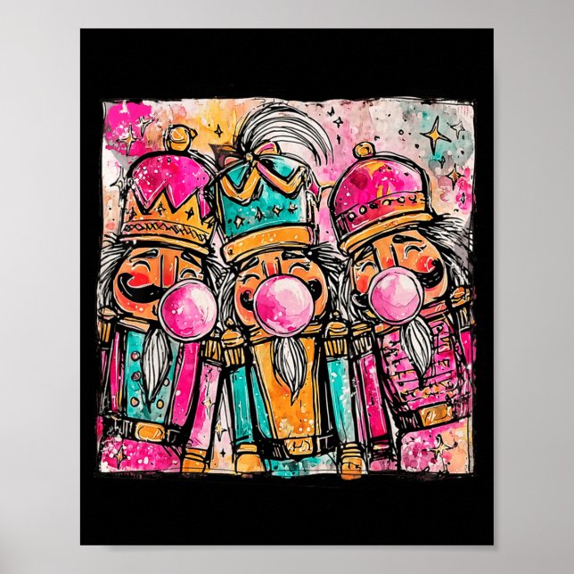 Retro Brushstroke Nutcracker Blowing Bubble Gum Ch Poster (Framsidan)