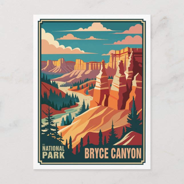 Retro Bryce Canyon nationalpark Vykort (Framsida)
