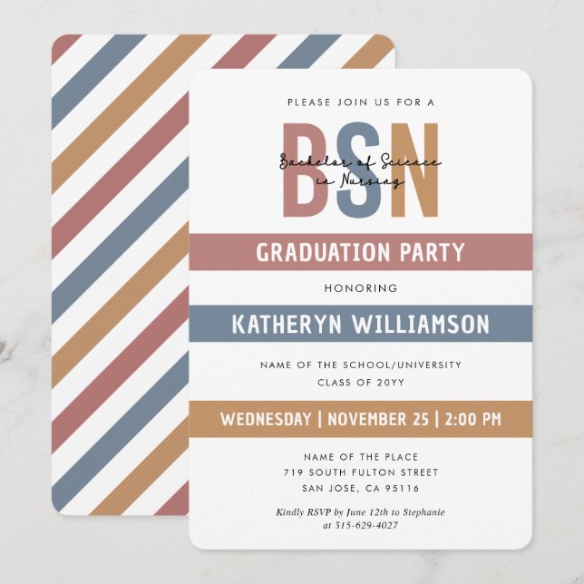 Retro BSN Nursing School Studenten RN Inbjudningar (Fram/baksida)