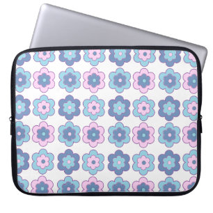 Retro bubbelblommor (rosa och blå) Mönster Laptop Fodral