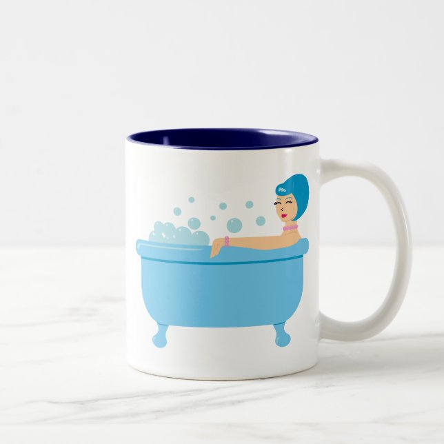 Retro Bubble Bath Girl Två-Tonad Mugg (Höger)