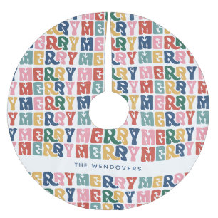 Retro Bubble Brev Anpassningsbar jul Julgransmatta Borstad Polyester