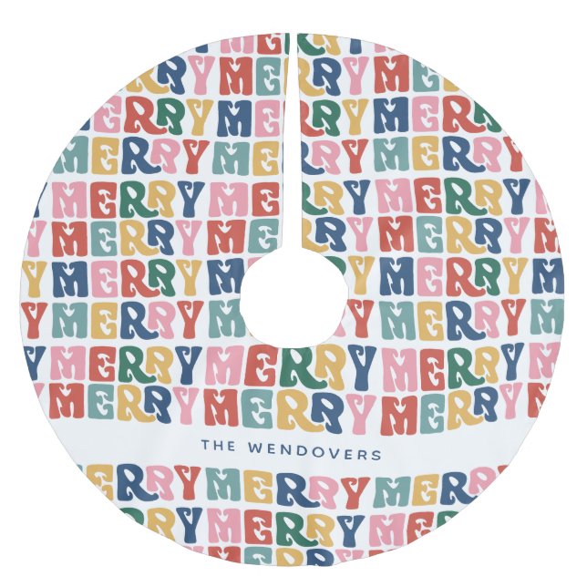 Retro Bubble Brev Anpassningsbar jul Julgransmatta Borstad Polyester (Framsidan)