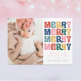 Retro Bubble Brev Merry Julkort