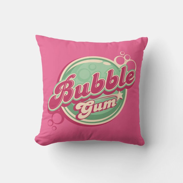 Retro Bubble Gum Design for Birthdays eller School Kudde (Framsida)