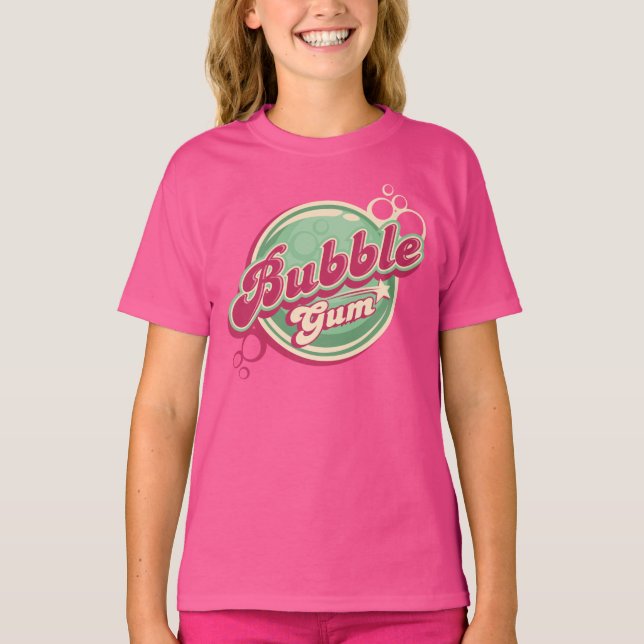 Retro Bubble Gum Design for Birthdays eller School T Shirt (Framsida)