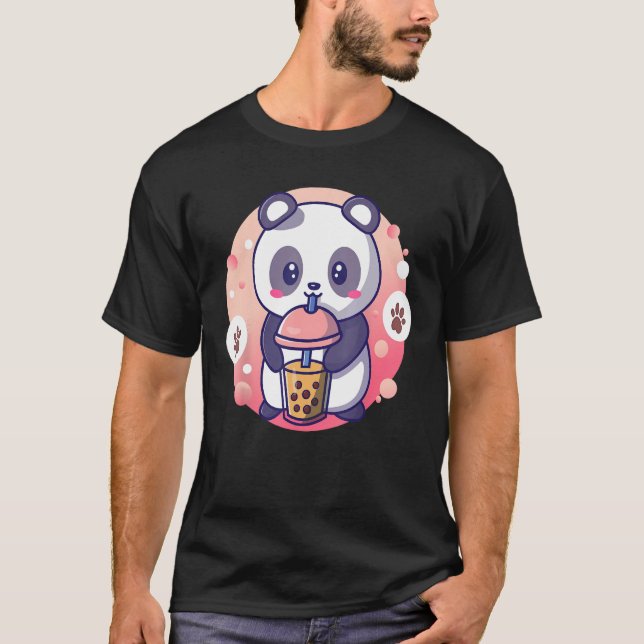 Retro Bubble Tea Shirt Kids Panda Boba Presenter K T Shirt (Framsida)