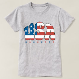 Retro Bubble USA Typography T Shirt
