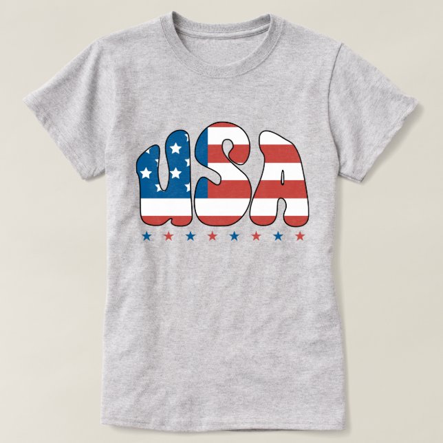 Retro Bubble USA Typography T Shirt (Design framsida)