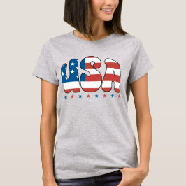 Retro Bubble USA Typography T Shirt