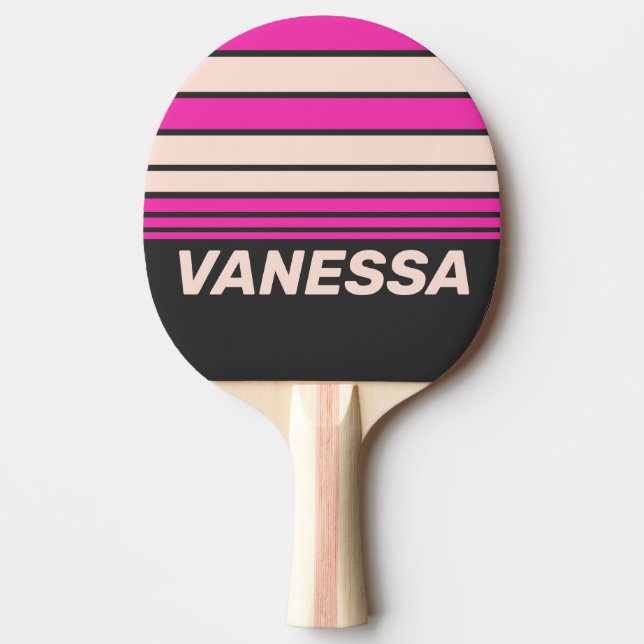 Retro Bubblegum Horizon Randig med namn Pingisracket (Framsidan)