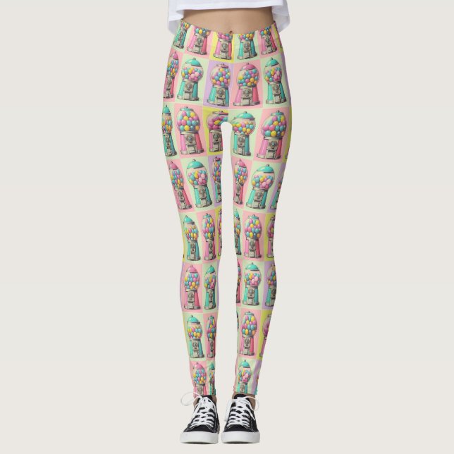 Retro Bubblegum maskin Leggings (Framsida)