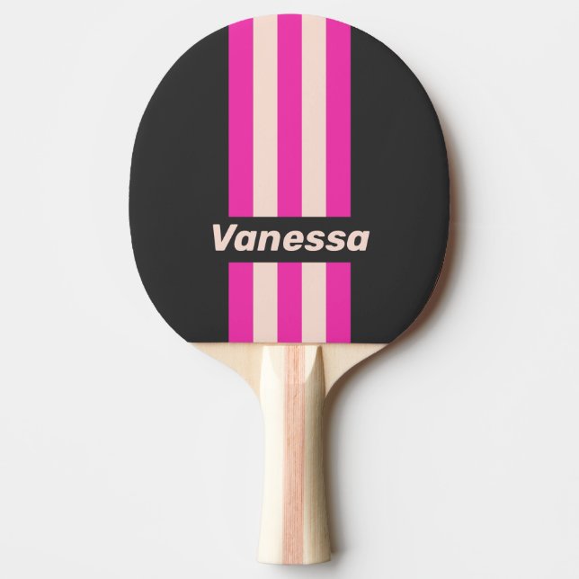 Retro Bubblegum Pin Ränder med Namn Pingisracket (Framsidan)