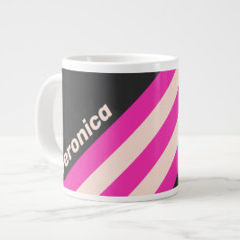 Retro Bubblegum Ränder med Namn Jumbo Mugg