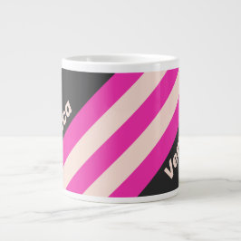Retro Bubblegum Ränder med Namn Jumbo Mugg